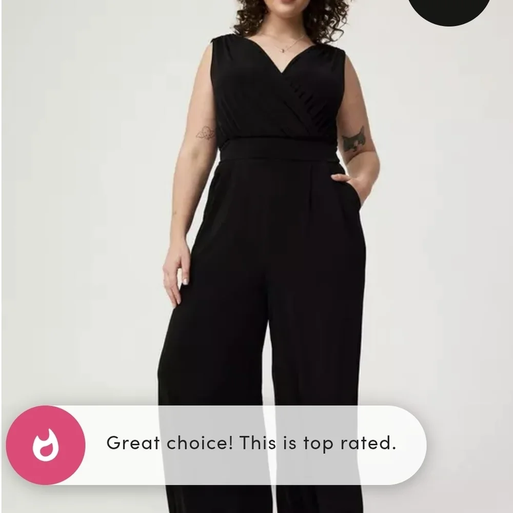 TORRID Studio Knit Surplice Tie Back Jumpsuit - Picture 3 of 7
